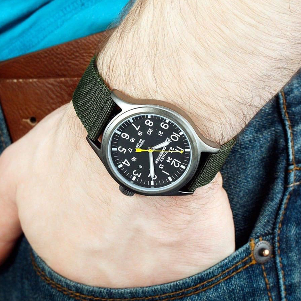 RELOJ TIMEX EXPEDITION SCOUT T49961 FECHA LUZ INDIGLO CORREA DE NYLON VERDE DIAL GRIS OSCURO - 5
