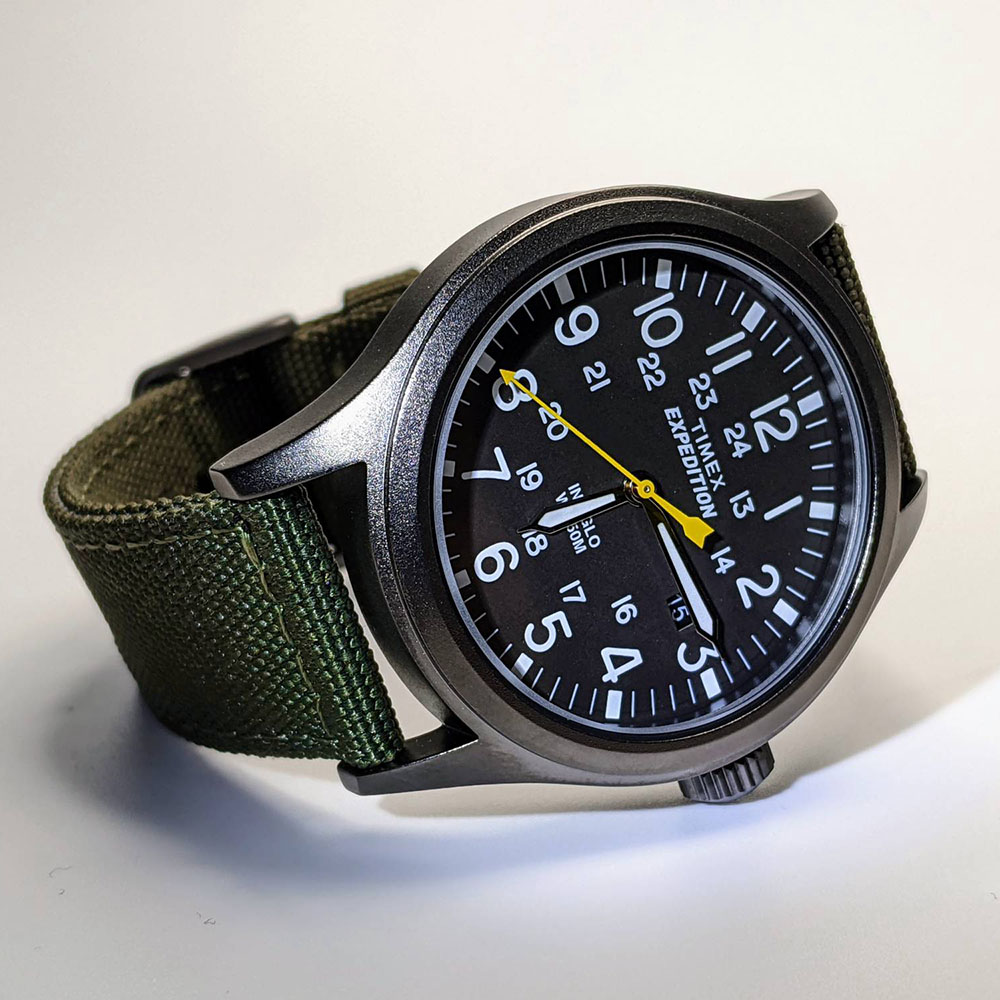 RELOJ TIMEX EXPEDITION SCOUT T49961 FECHA LUZ INDIGLO CORREA DE NYLON VERDE DIAL GRIS OSCURO - 6