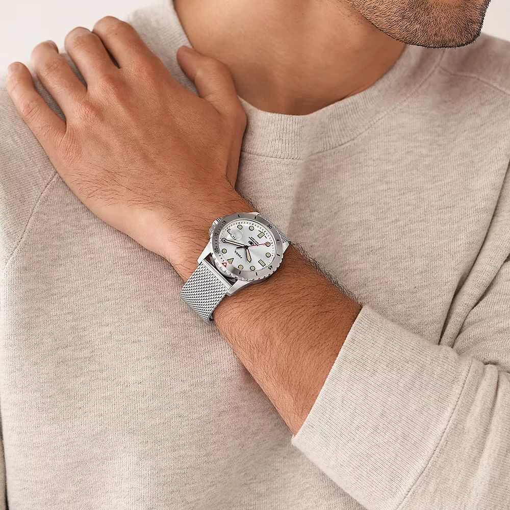 RELOJ FOSSIL BLUE FS5948 FECHA ACERO INOXIDABLE DIAL PLATEADO - 5