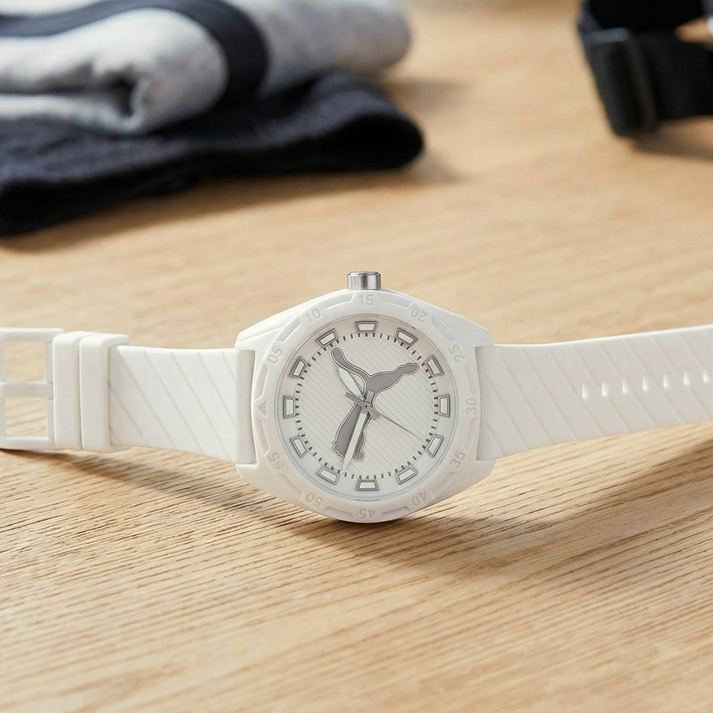 RELOJ PUMA STREET P5089 PARA HOMBRE CORREA DE SILICONA BLANCO - 2