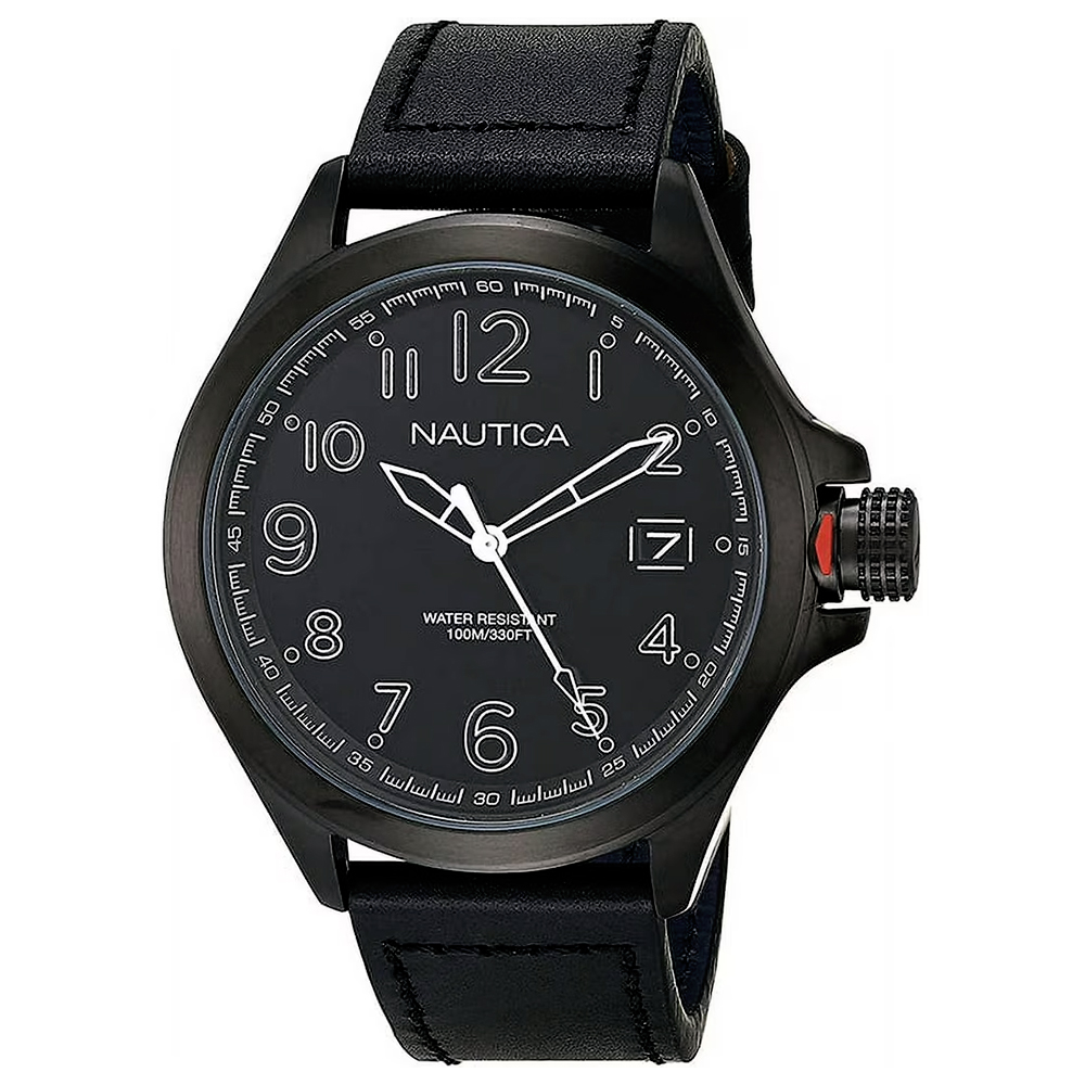 RELOJ NAUTICA GLEN PARK NAPGLP004 FECHA ACERO INOXIDABLE Y CORREA DE CUERO NEGRO - 3