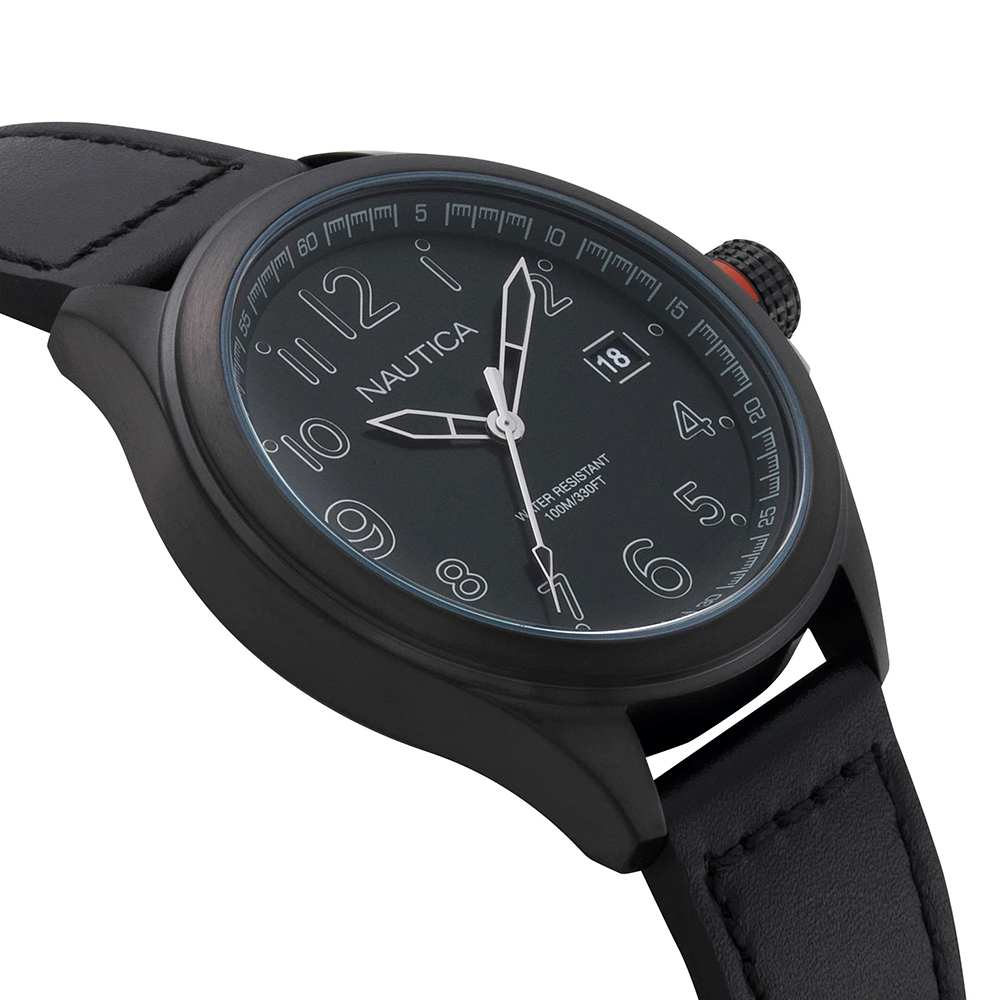 RELOJ NAUTICA GLEN PARK NAPGLP004 FECHA ACERO INOXIDABLE Y CORREA DE CUERO NEGRO - 4