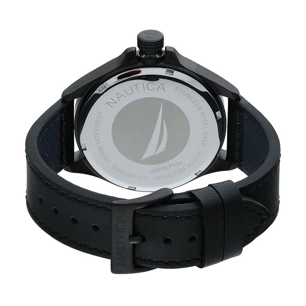 RELOJ NAUTICA GLEN PARK NAPGLP004 FECHA ACERO INOXIDABLE Y CORREA DE CUERO NEGRO - 6