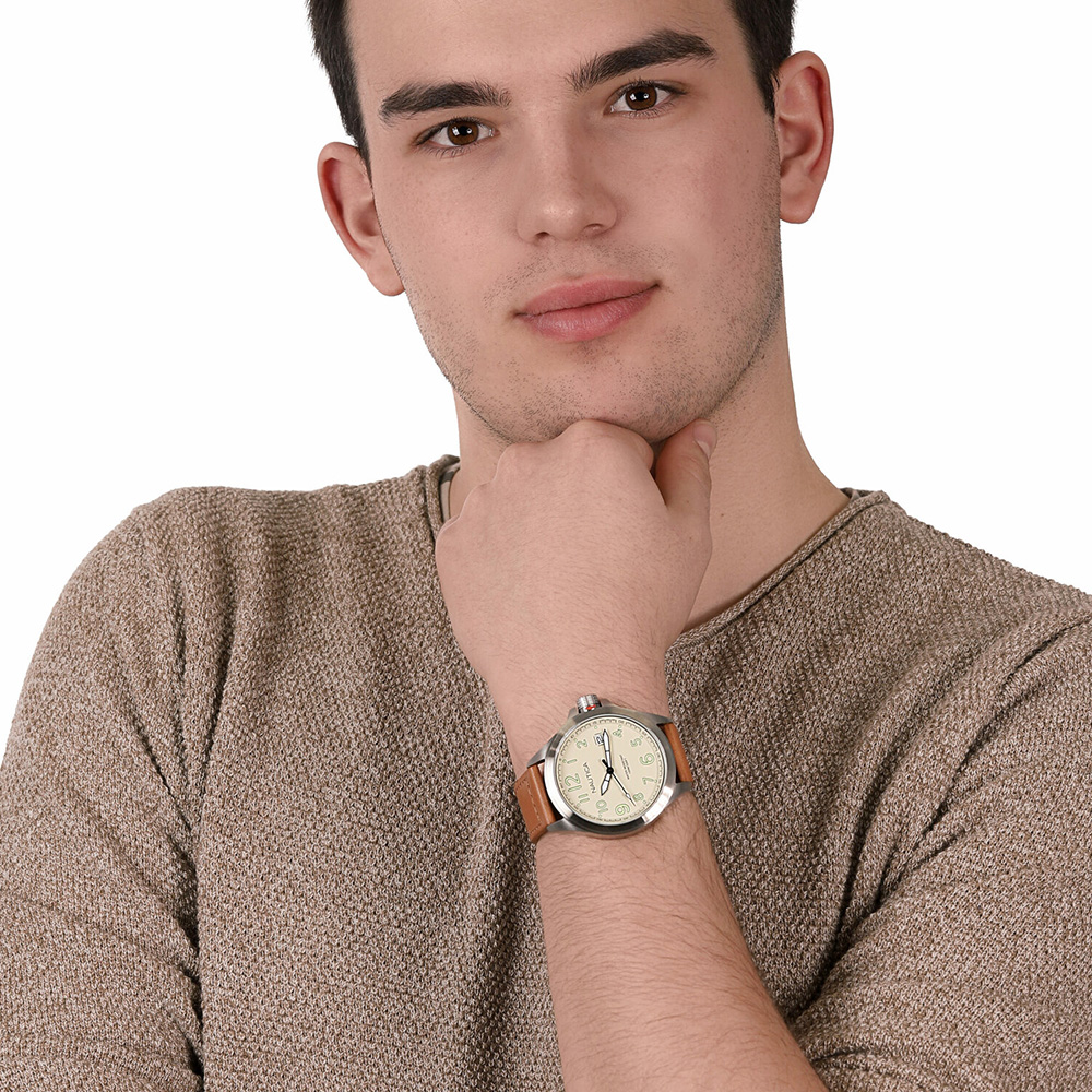 RELOJ NAUTICA GLEN PARK NAPGLP003 FECHA ACERO INOXIDABLE Y CORREA DE CUERO MARRÓN CLARO - 3