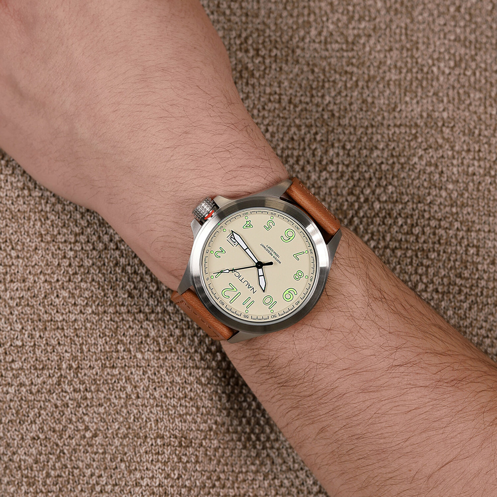 RELOJ NAUTICA GLEN PARK NAPGLP003 FECHA ACERO INOXIDABLE Y CORREA DE CUERO MARRÓN CLARO - 5