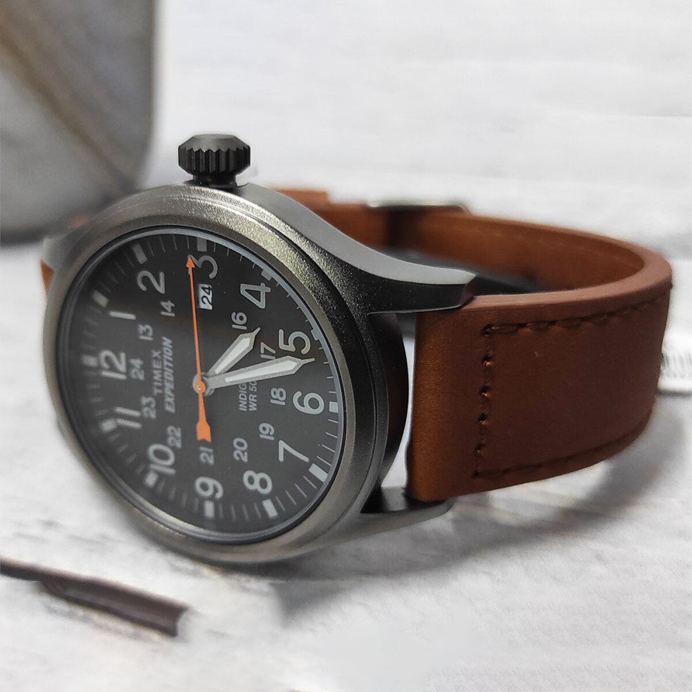 RELOJ TIMEX EXPEDITION SCOUT TW4B26000 FECHA LUZ INDIGLO CORREA CUERO MARRÓN DIAL GRIS OSCURO - 3