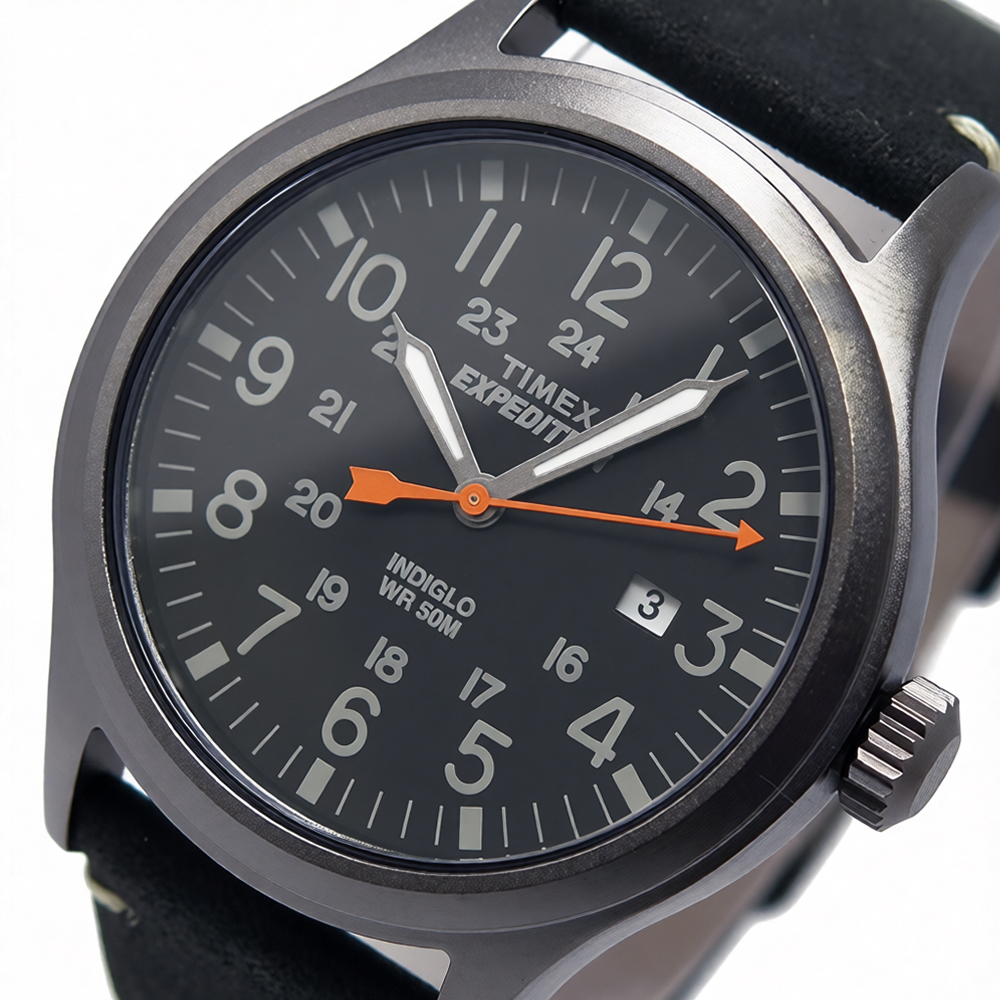 RELOJ TIMEX EXPEDITION SCOUT TW4B01900 FECHA LUZ INDIGLO CORREA CUERO NEGRO DIAL GRIS OSCURO - 2