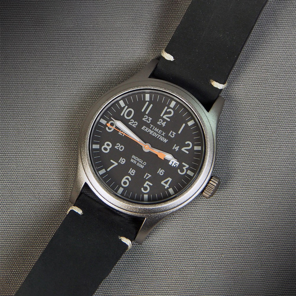RELOJ TIMEX EXPEDITION SCOUT TW4B01900 FECHA LUZ INDIGLO CORREA CUERO NEGRO DIAL GRIS OSCURO - 3