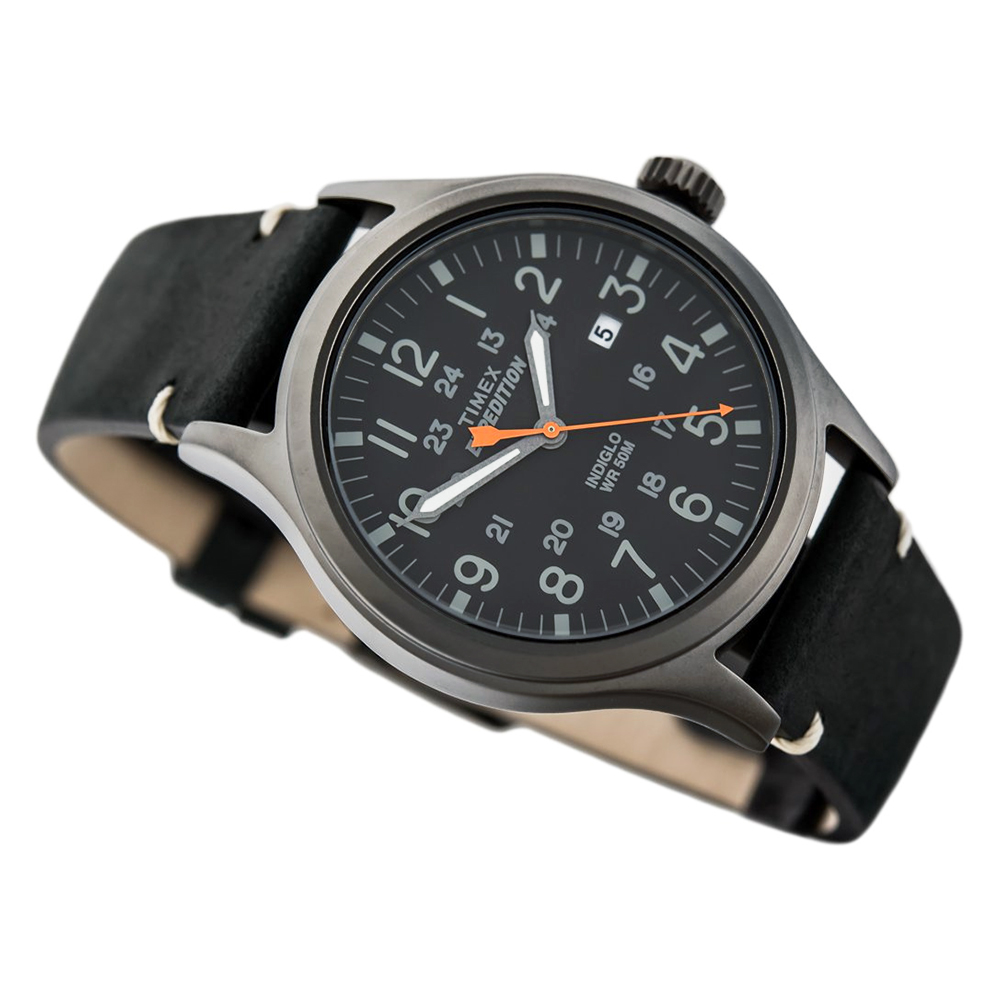 RELOJ TIMEX EXPEDITION SCOUT TW4B01900 FECHA LUZ INDIGLO CORREA CUERO NEGRO DIAL GRIS OSCURO - 4