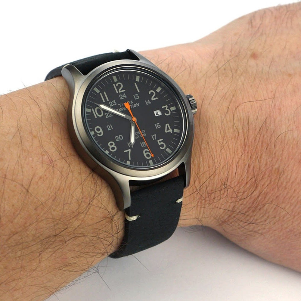 RELOJ TIMEX EXPEDITION SCOUT TW4B01900 FECHA LUZ INDIGLO CORREA CUERO NEGRO DIAL GRIS OSCURO - 5