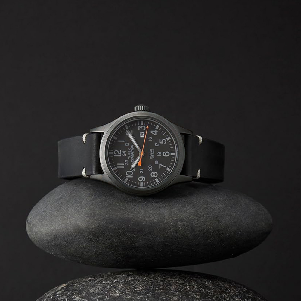 RELOJ TIMEX EXPEDITION SCOUT TW4B01900 FECHA LUZ INDIGLO CORREA CUERO NEGRO DIAL GRIS OSCURO - 6