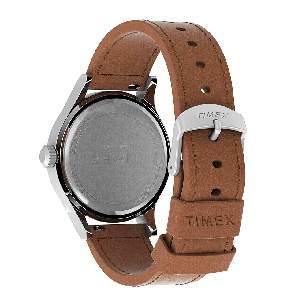 RELOJ TIMEX EXPEDITION SCOUT X PEANUTS TW4B25000 SNOOPY FECHA LUZ INDIGLO CORREA CUERO MARRÓN - 6