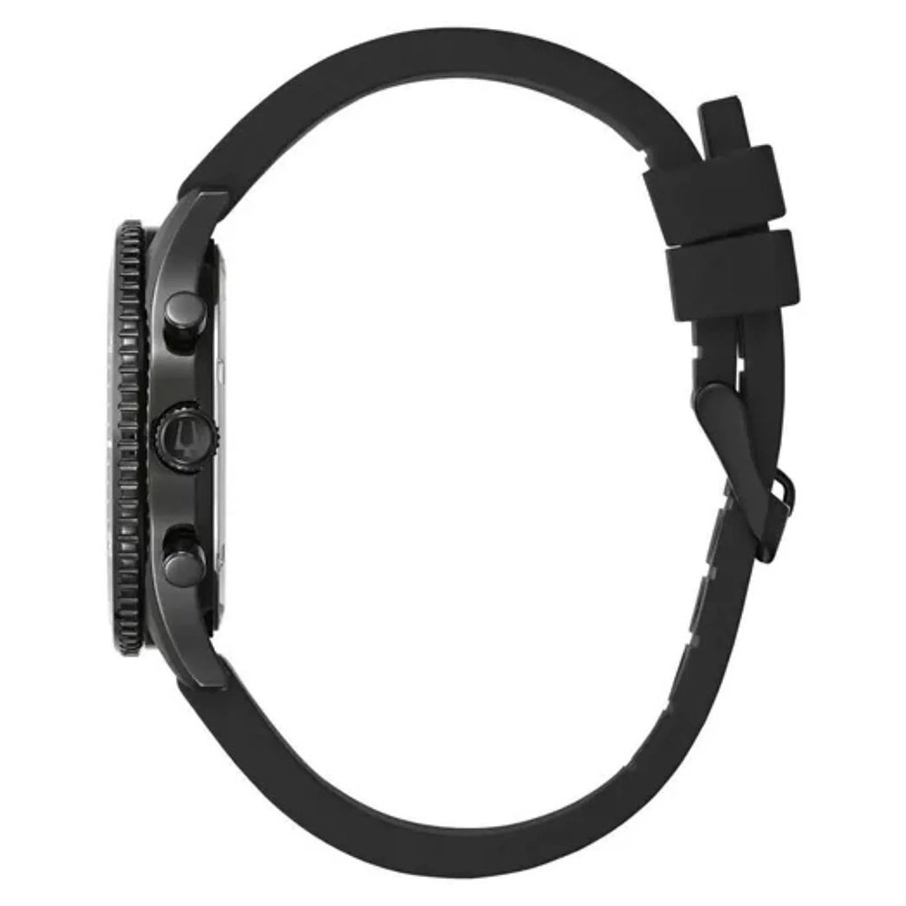 RELOJ BULOVA 98A267 PARA HOMBRE CRONOMETRO ACERO INOXIDABLE Y CORREA DE SILICONA NEGRO - 7