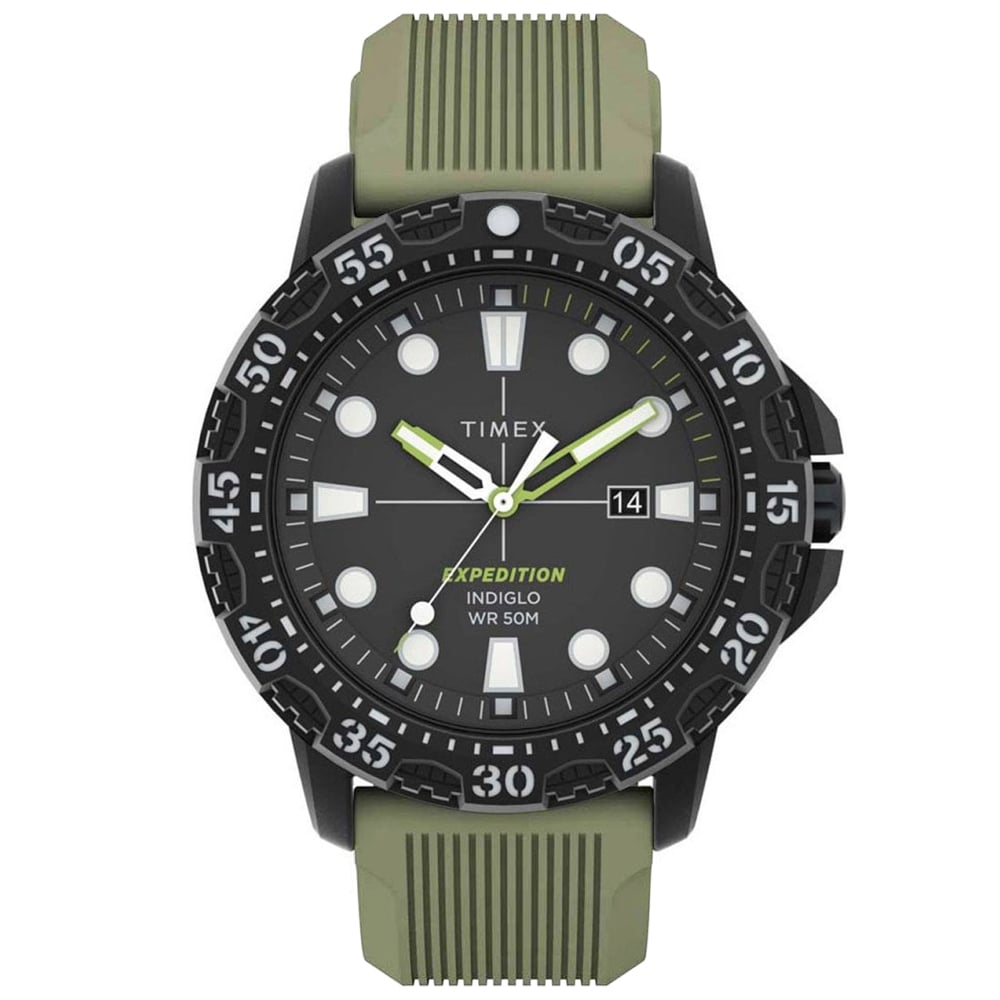 RELOJ TIMEX EXPEDITION GALLATIN TW4B25400 LUZ INDIGLO FECHA CORREA DE SILICONA VERDE - 1
