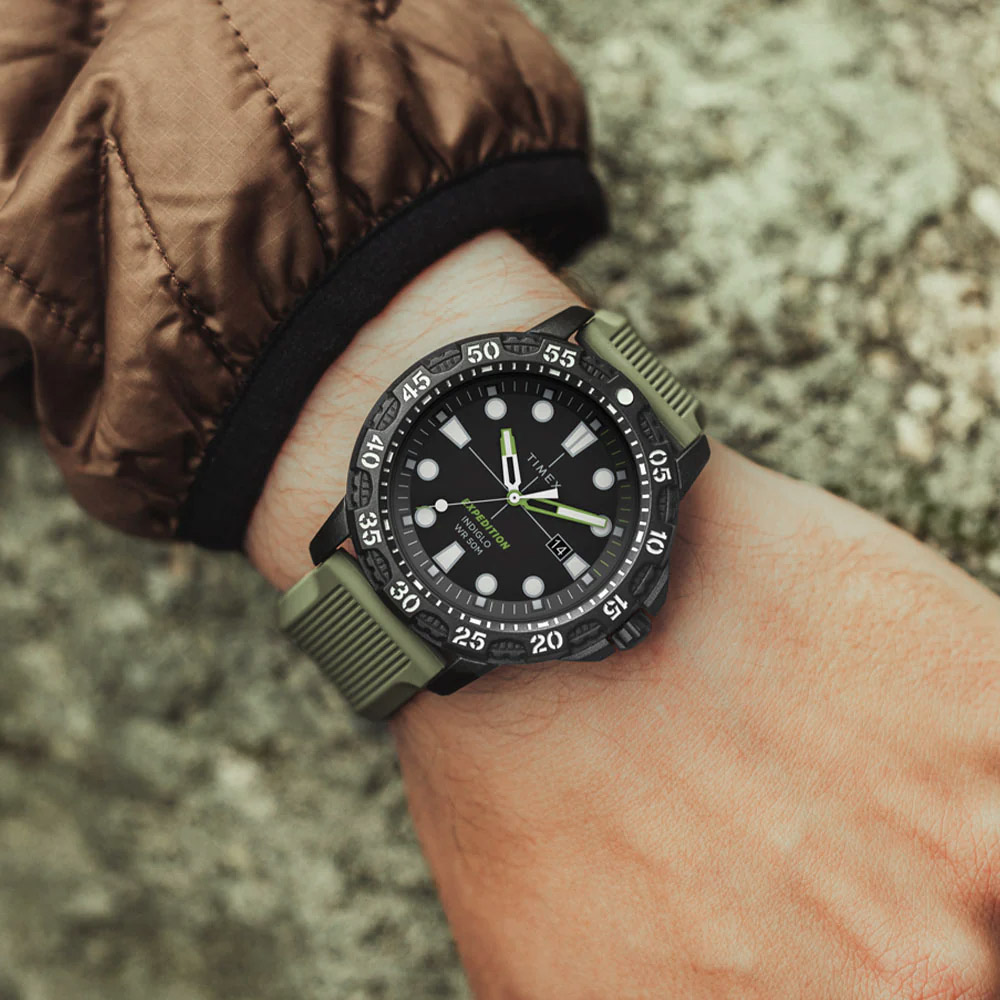 RELOJ TIMEX EXPEDITION GALLATIN TW4B25400 LUZ INDIGLO FECHA CORREA DE SILICONA VERDE - 6