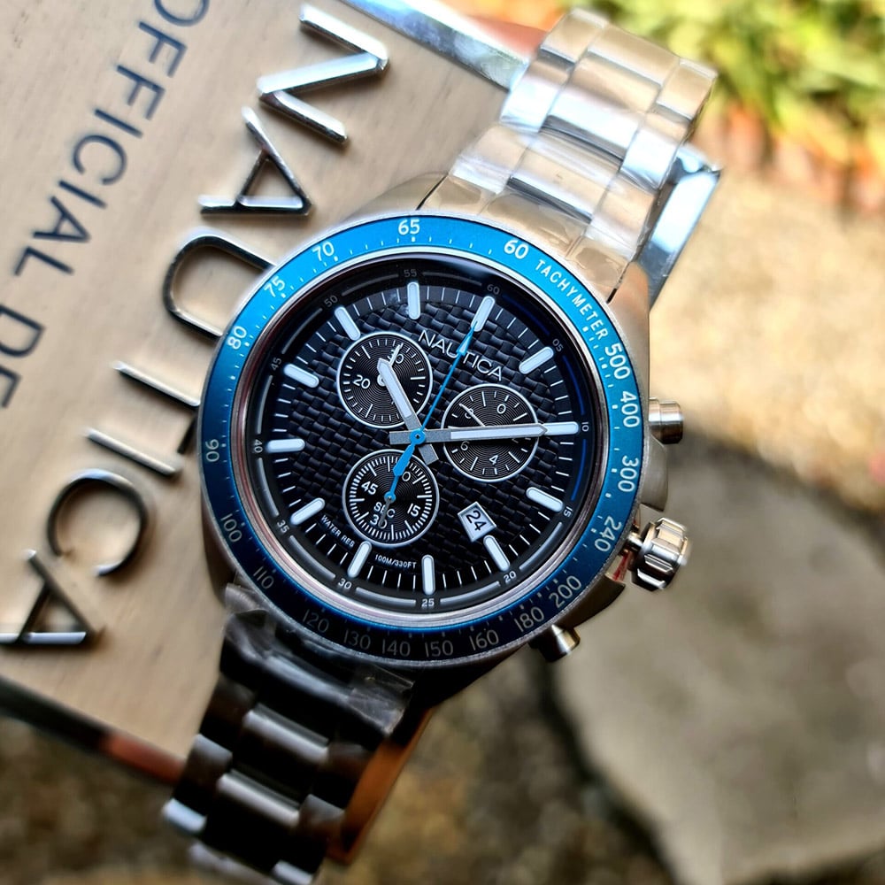 RELOJ NAUTICA OCEAN BEACH NAPOBF119 FECHA CRONÓMETRO ACERO INOXIDABLE DIAL GRIS OSCURO - 2