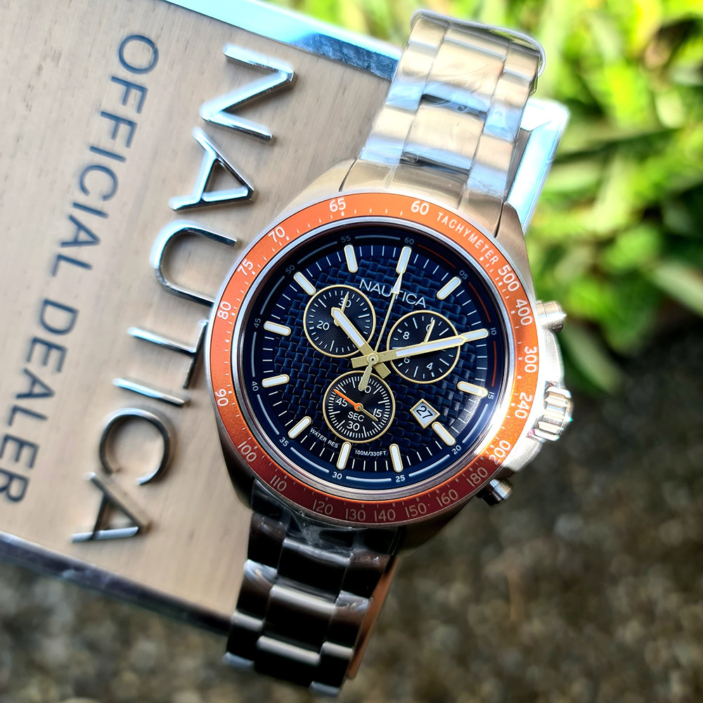 RELOJ NAUTICA OCEAN BEACH NAPOBF117 FECHA CRONÓMETRO ACERO INOXIDABLE DIAL AZUL - 2