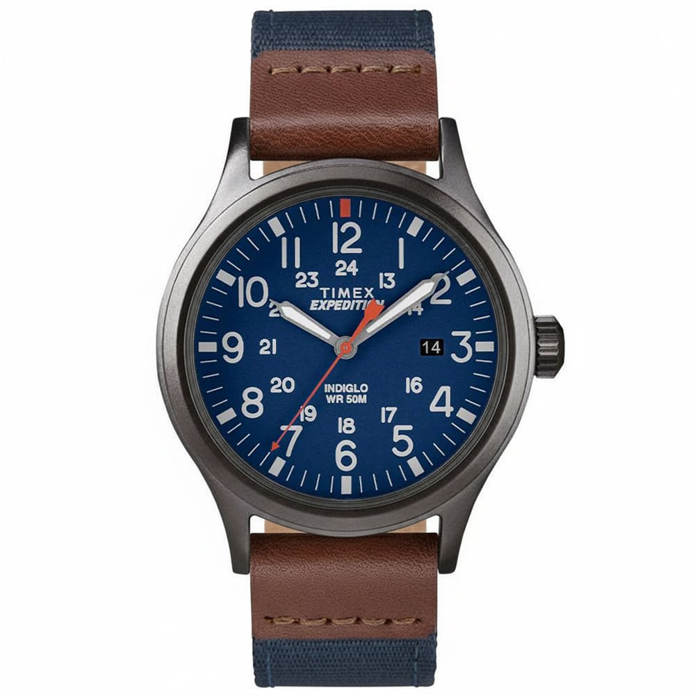 RELOJ TIMEX EXPEDITION SCOUT TW4B14100 LUZ INDIGLO FECHA CORREA DE NYLON Y DIAL AZUL - 1