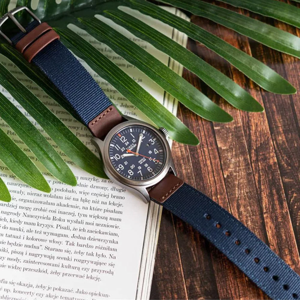 RELOJ TIMEX EXPEDITION SCOUT TW4B14100 LUZ INDIGLO FECHA CORREA DE NYLON Y DIAL AZUL - 4