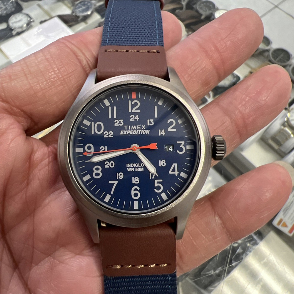 RELOJ TIMEX EXPEDITION SCOUT TW4B14100 LUZ INDIGLO FECHA CORREA DE NYLON Y DIAL AZUL - 5