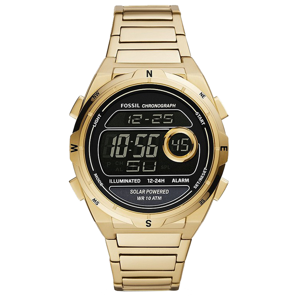 RELOJ FOSSIL EVERETT FS5862 SOLAR DIGITAL ACERO INOXIDABLE DORADO - 1