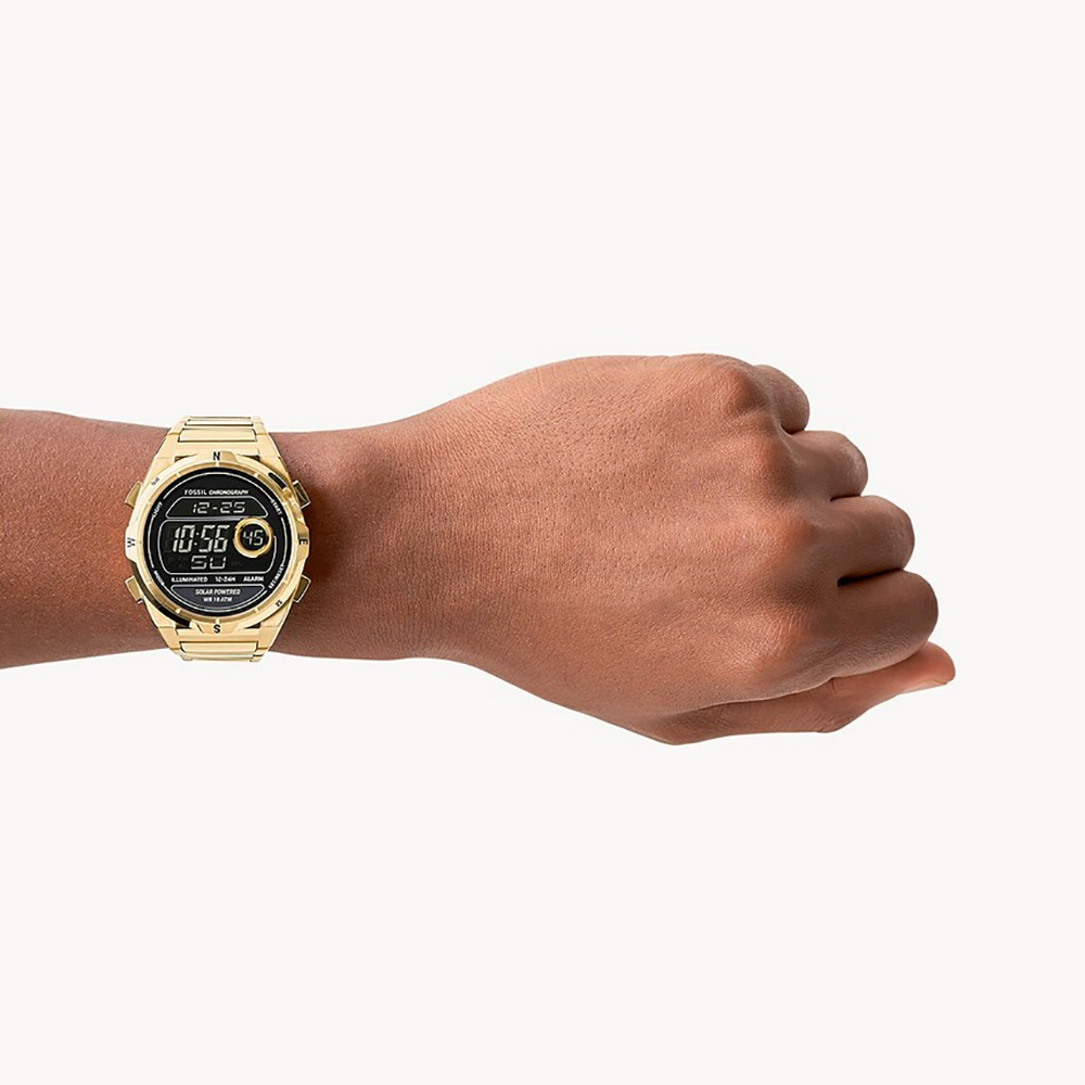 RELOJ FOSSIL EVERETT FS5862 SOLAR DIGITAL ACERO INOXIDABLE DORADO - 4