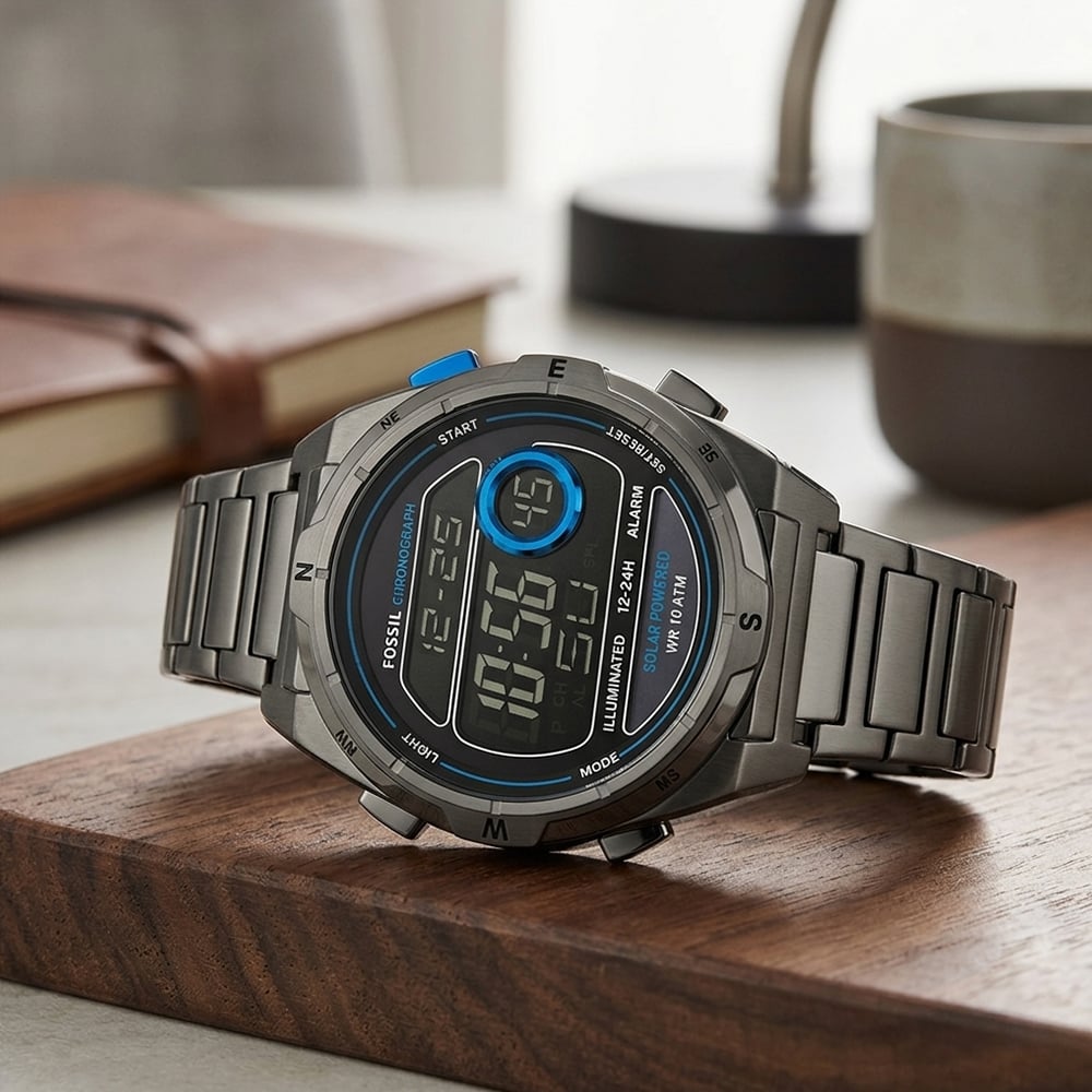 RELOJ FOSSIL EVERETT FS5861 SOLAR DIGITAL ACERO INOXIDABLE GUNMETAL - 2