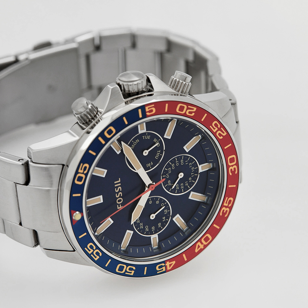 RELOJ FOSSIL BANNON BQ2771 MULTIFUNCIONAL ACERO INOXIDABLE DIAL AZUL - 4
