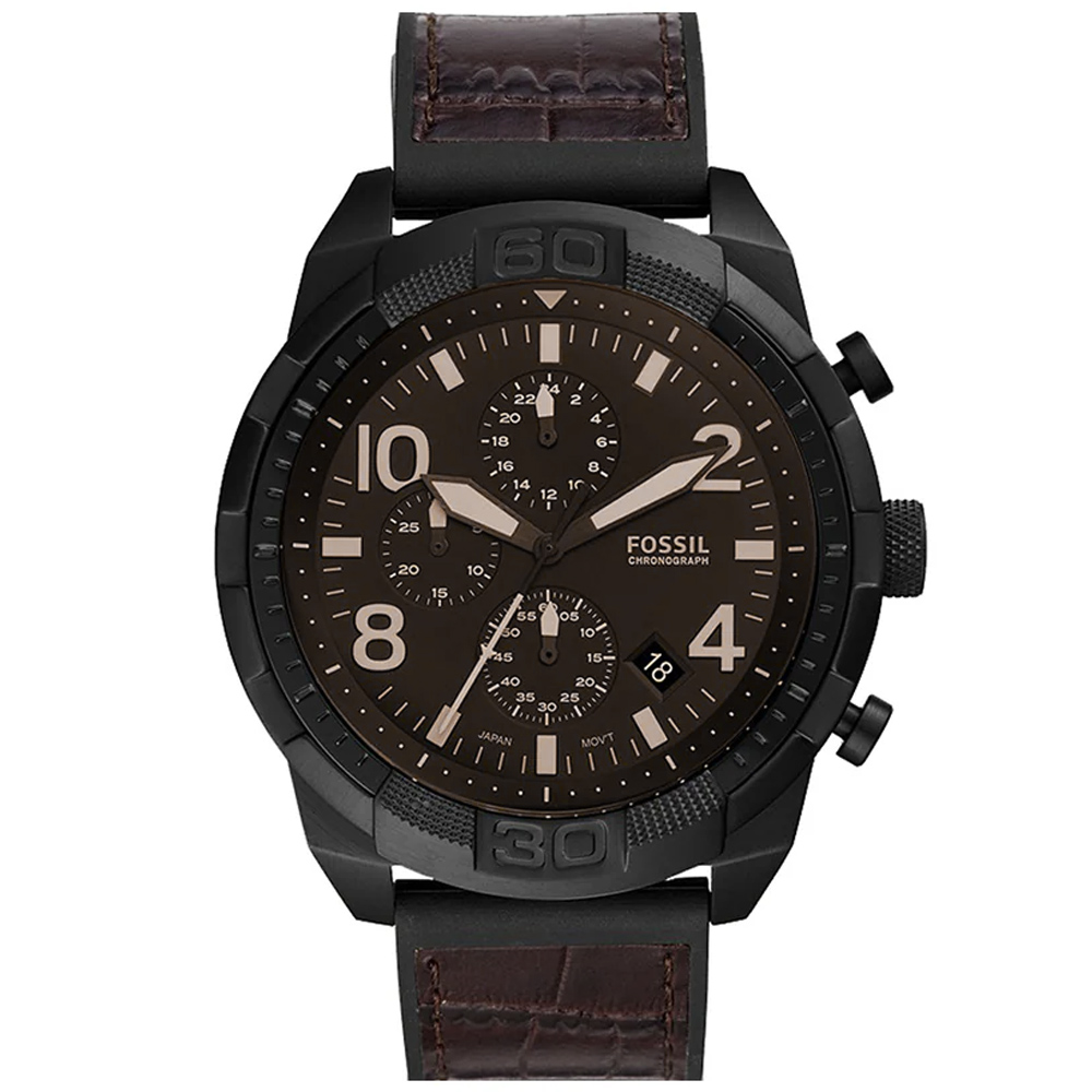 RELOJ FOSSIL BRONSON FS5713 FECHA CRONÓMETRO ACERO INOXIDABLE CORREA DE SILICONA - 1