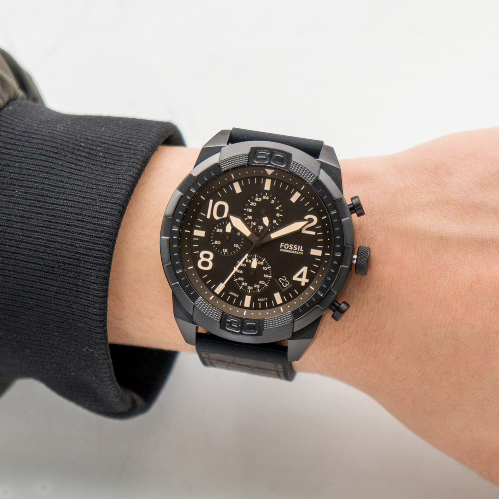 RELOJ FOSSIL BRONSON FS5713 FECHA CRONÓMETRO ACERO INOXIDABLE CORREA DE SILICONA - 4
