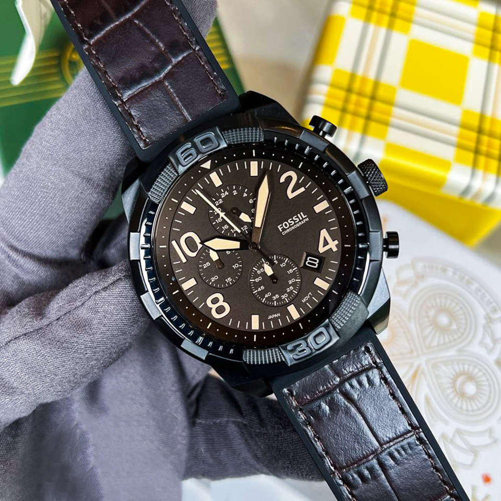RELOJ FOSSIL BRONSON FS5713 FECHA CRONÓMETRO ACERO INOXIDABLE CORREA DE SILICONA - 5