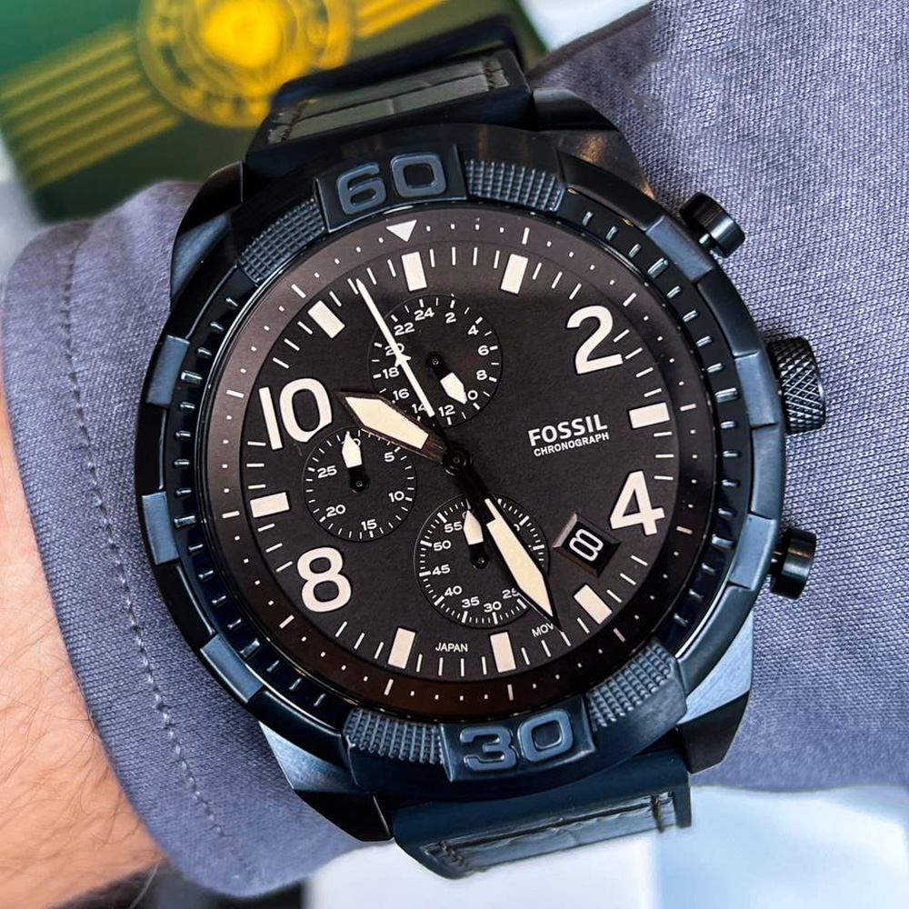 RELOJ FOSSIL BRONSON FS5713 FECHA CRONÓMETRO ACERO INOXIDABLE CORREA DE SILICONA - 6