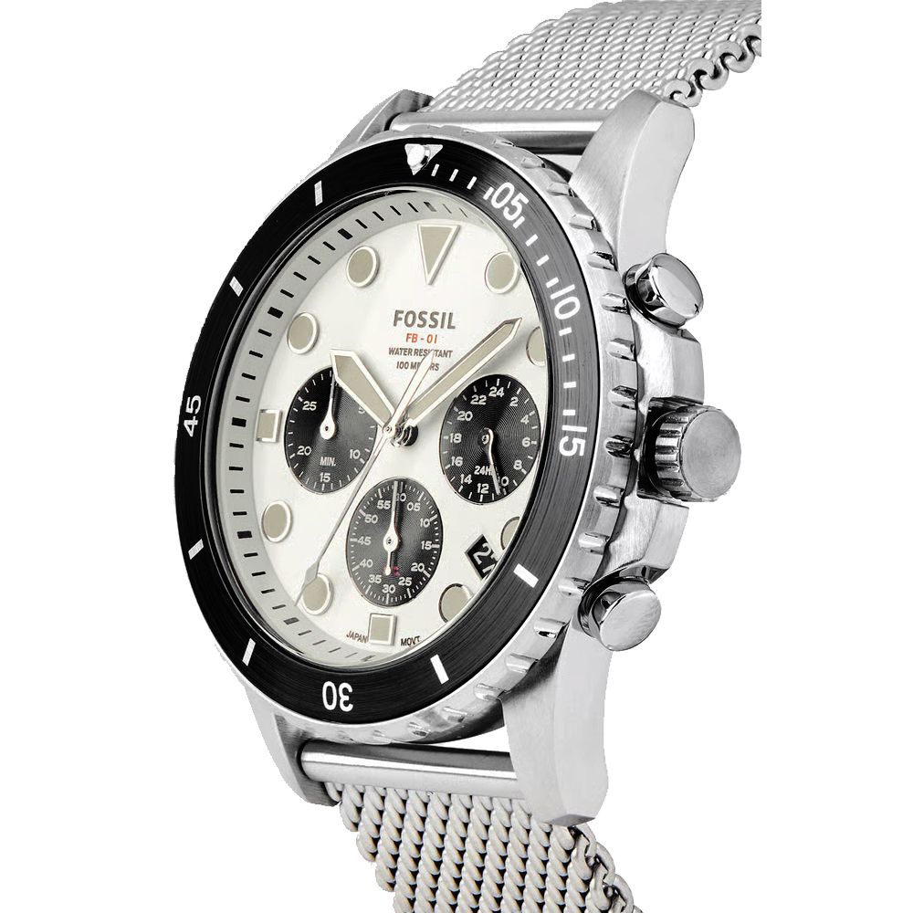 RELOJ FOSSIL FB-01 FS5915 FECHA CRONÓMETRO ACERO INOXIDABLE DIAL BLANCO - 4