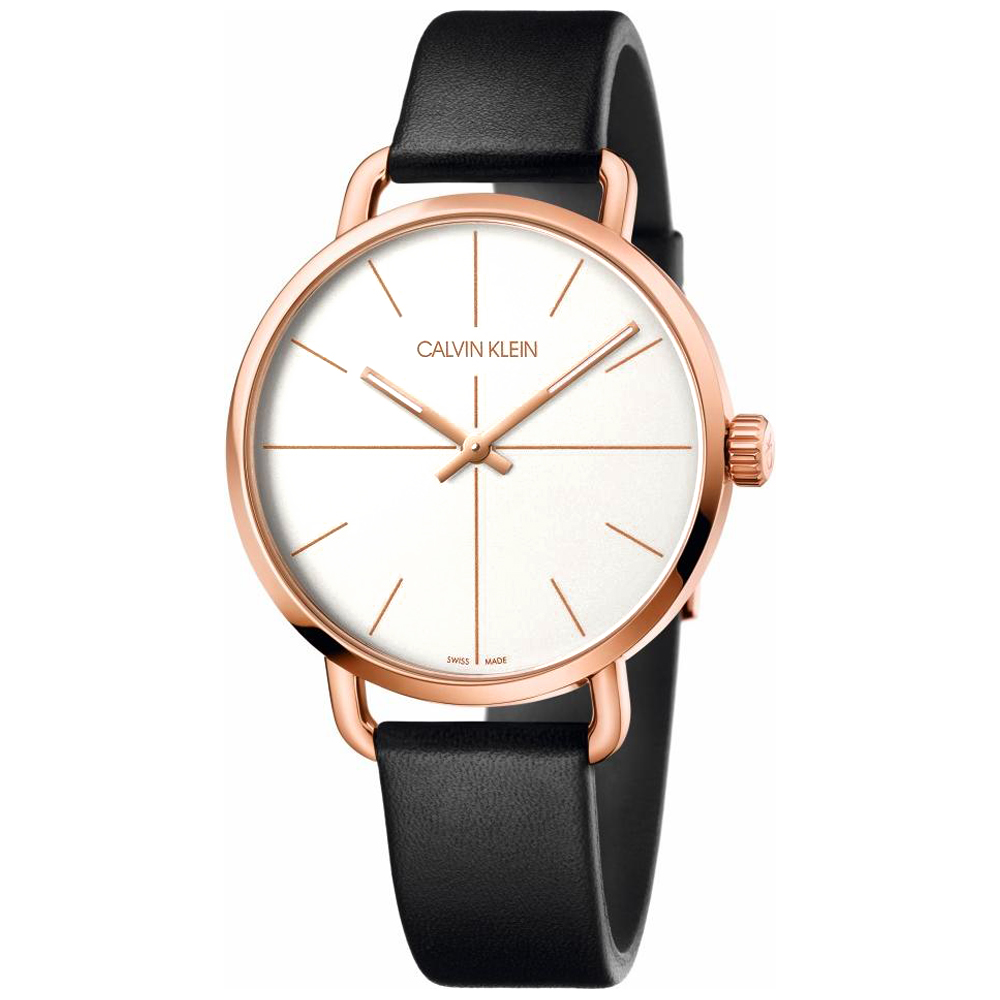 RELOJ CALVIN KLEIN EVEN K7B216C6 SUIZO ACERO INOXIDABLE DORADO CORREA CUERO NEGRO - 1