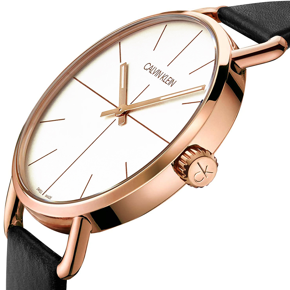 RELOJ CALVIN KLEIN EVEN K7B216C6 SUIZO ACERO INOXIDABLE DORADO CORREA CUERO NEGRO - 3