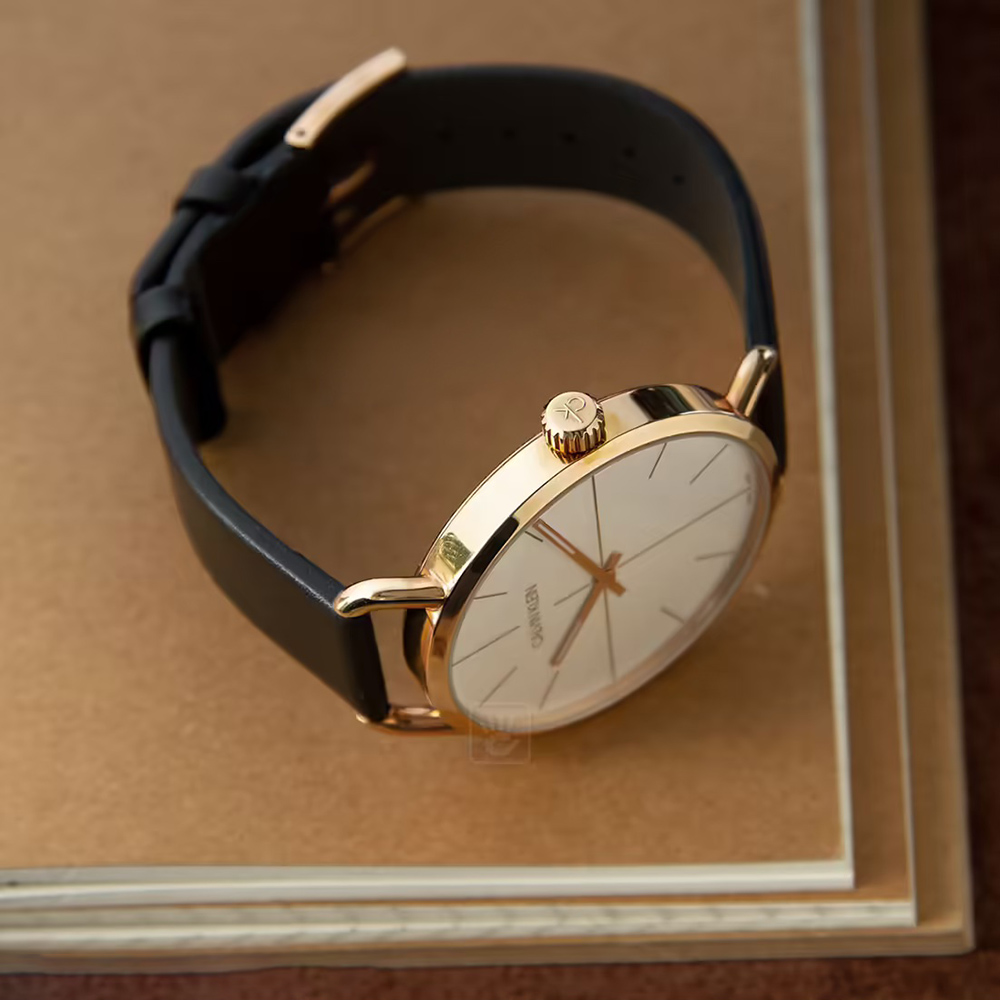 RELOJ CALVIN KLEIN EVEN K7B216C6 SUIZO ACERO INOXIDABLE DORADO CORREA CUERO NEGRO - 4