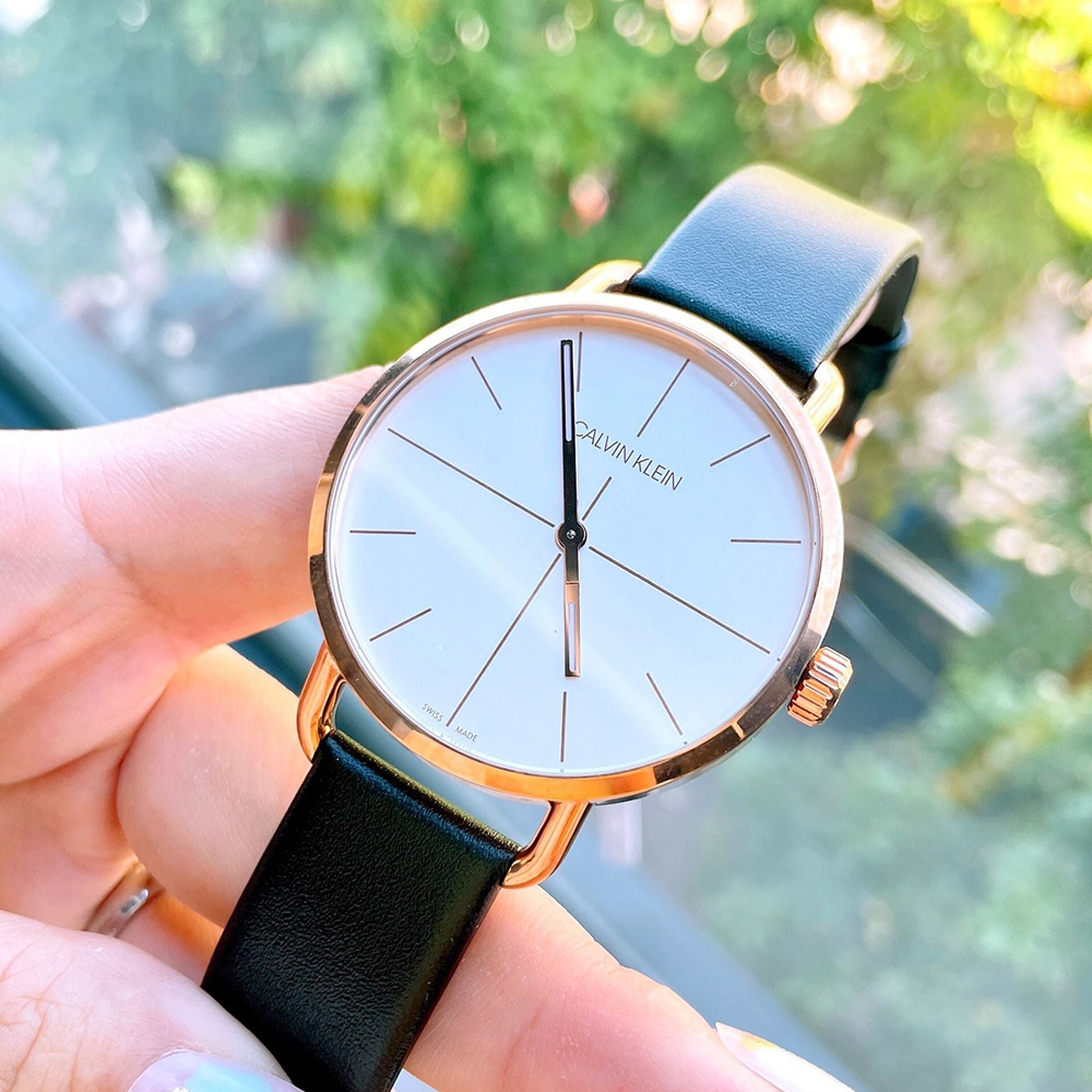 RELOJ CALVIN KLEIN EVEN K7B216C6 SUIZO ACERO INOXIDABLE DORADO CORREA CUERO NEGRO - 5
