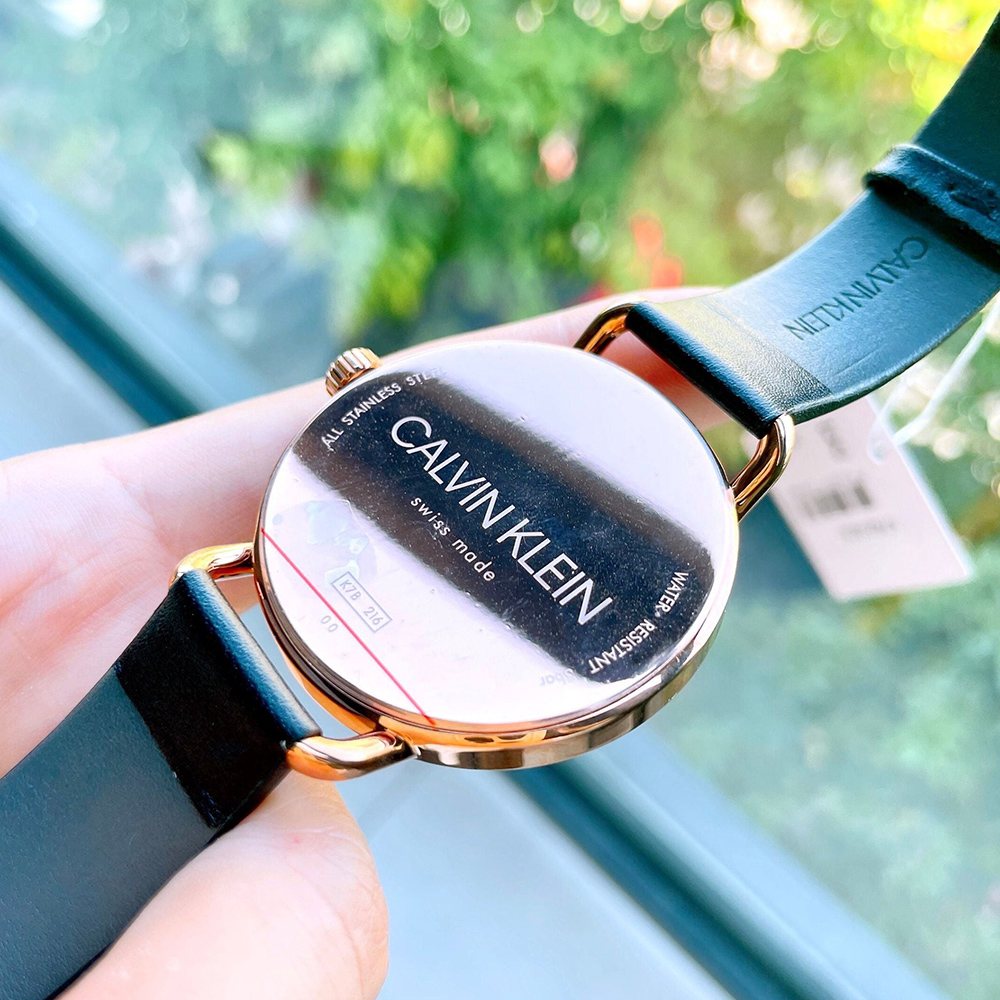 RELOJ CALVIN KLEIN EVEN K7B216C6 SUIZO ACERO INOXIDABLE DORADO CORREA CUERO NEGRO - 7