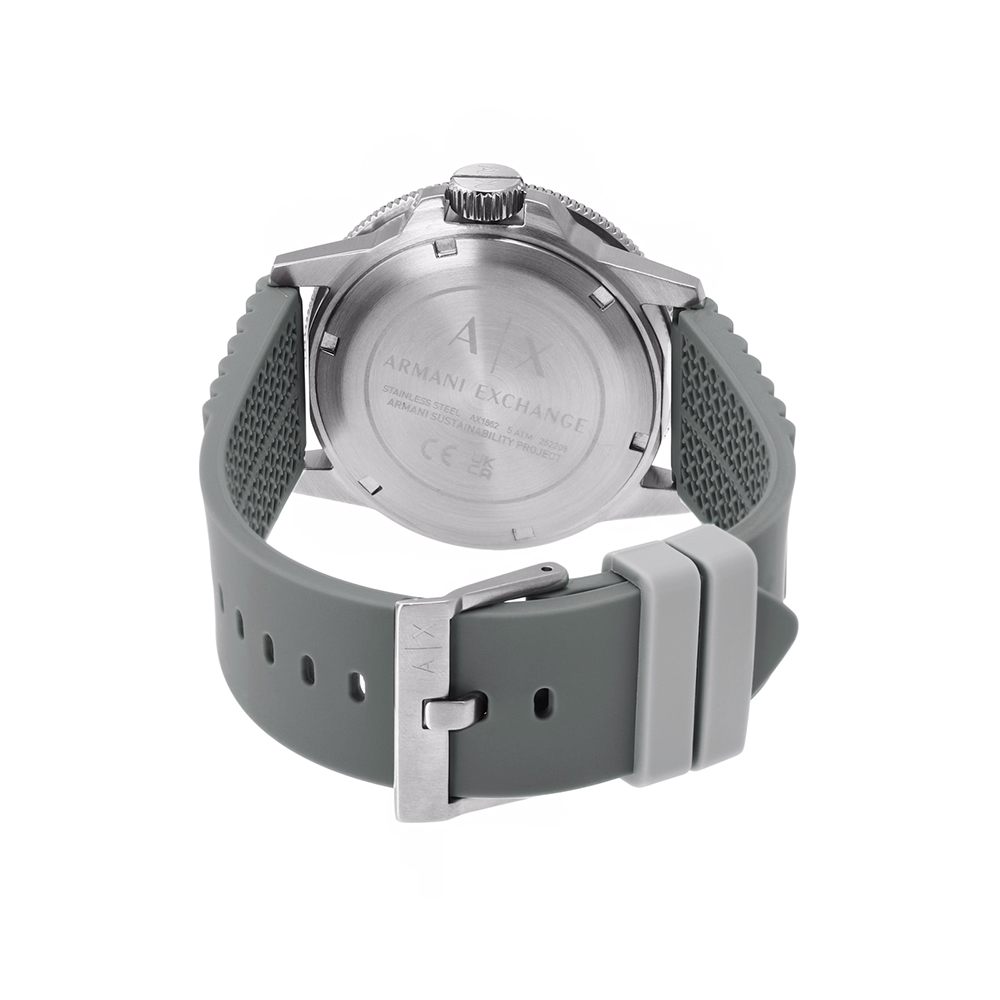 RELOJ ARMANI EXCHANGE LEONARDO AX1862 ACERO INOXIDABLE CORREA SILICONA Y DIAL GRIS - 6