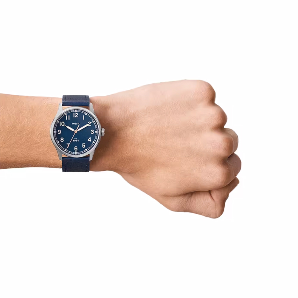 RELOJ FOSSIL DAYLINER FS5924 ACERO INOXIDABLE CORREA DE CUERO Y DIAL AZUL - 5