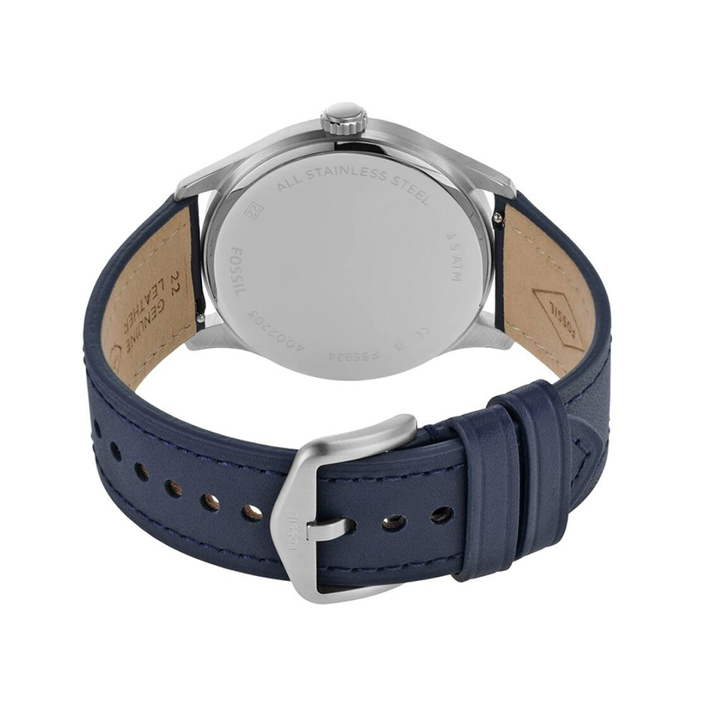 RELOJ FOSSIL DAYLINER FS5924 ACERO INOXIDABLE CORREA DE CUERO Y DIAL AZUL - 6