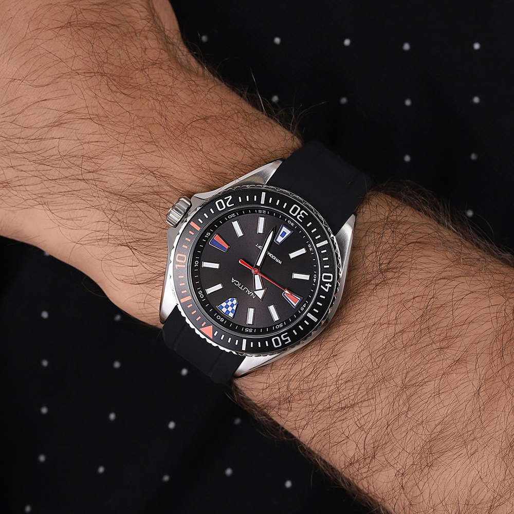 RELOJ NAUTICA CRANDON PARK BEACH NAPCPS903 ACERO INOXIDABLE CORREA DE SILICONA NEGRO - 7