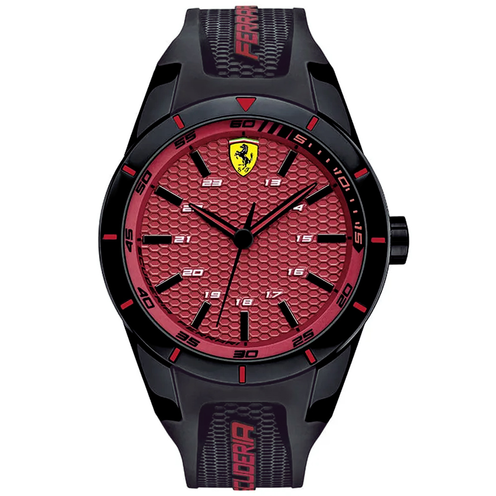 RELOJ FERRARI REDREV 0830248 CORREA DE SILICONA NEGRO DIAL ROJO - 1