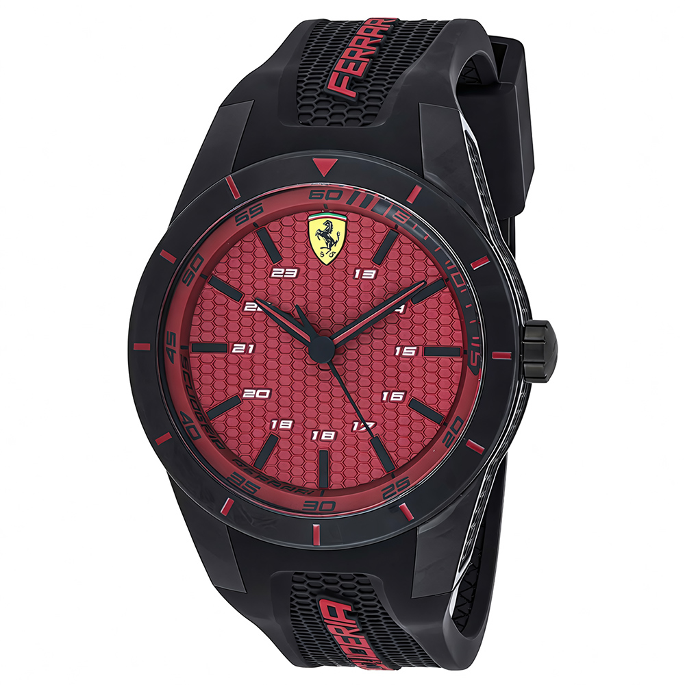 RELOJ FERRARI REDREV 0830248 CORREA DE SILICONA NEGRO DIAL ROJO - 2