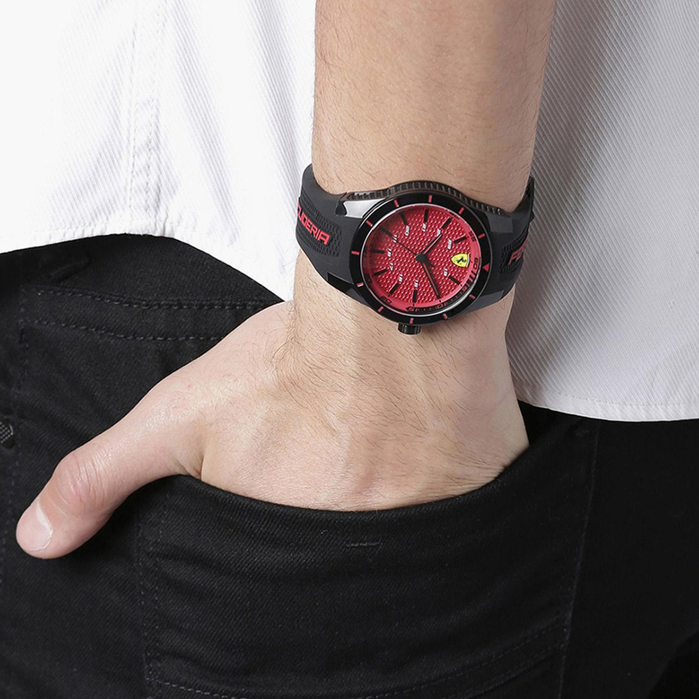 RELOJ FERRARI REDREV 0830248 CORREA DE SILICONA NEGRO DIAL ROJO - 7