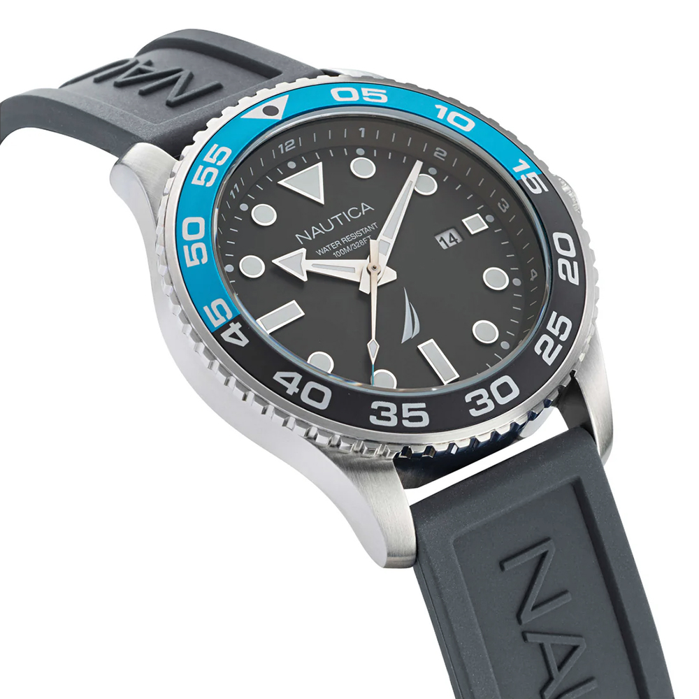RELOJ NAUTICA PACIFIC BEACH NAPPBF142 FECHA ACERO INOXIDABLE CORREA DE SILICONA Y DIAL GRIS - 4