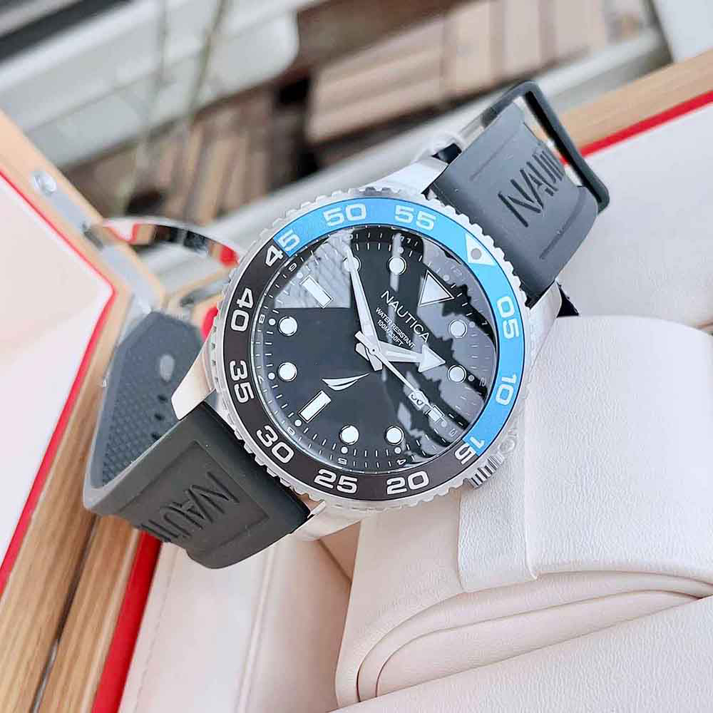 RELOJ NAUTICA PACIFIC BEACH NAPPBF142 FECHA ACERO INOXIDABLE CORREA DE SILICONA Y DIAL GRIS - 5