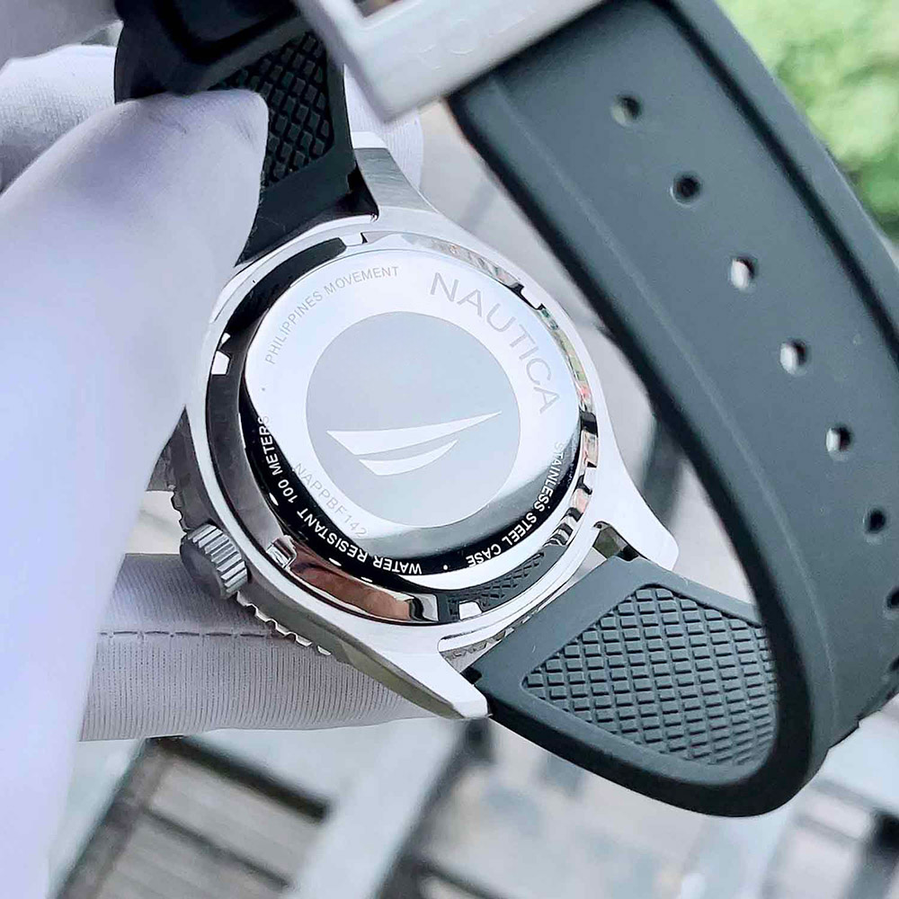 RELOJ NAUTICA PACIFIC BEACH NAPPBF142 FECHA ACERO INOXIDABLE CORREA DE SILICONA Y DIAL GRIS - 7