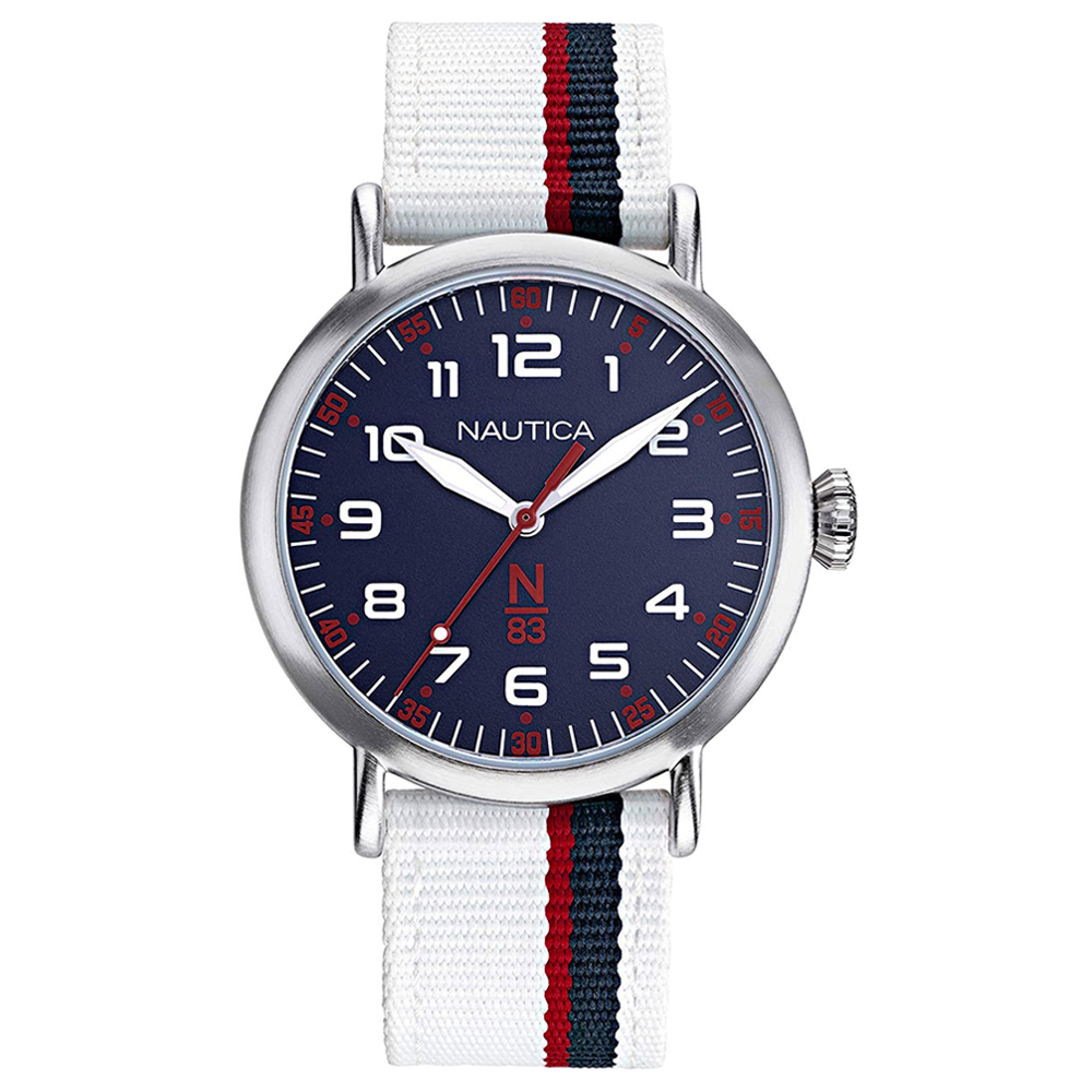 RELOJ NAUTICA WAKELAND NAPWLA902 CORREA DE NYLON BLANCO DIAL AZUL - 1