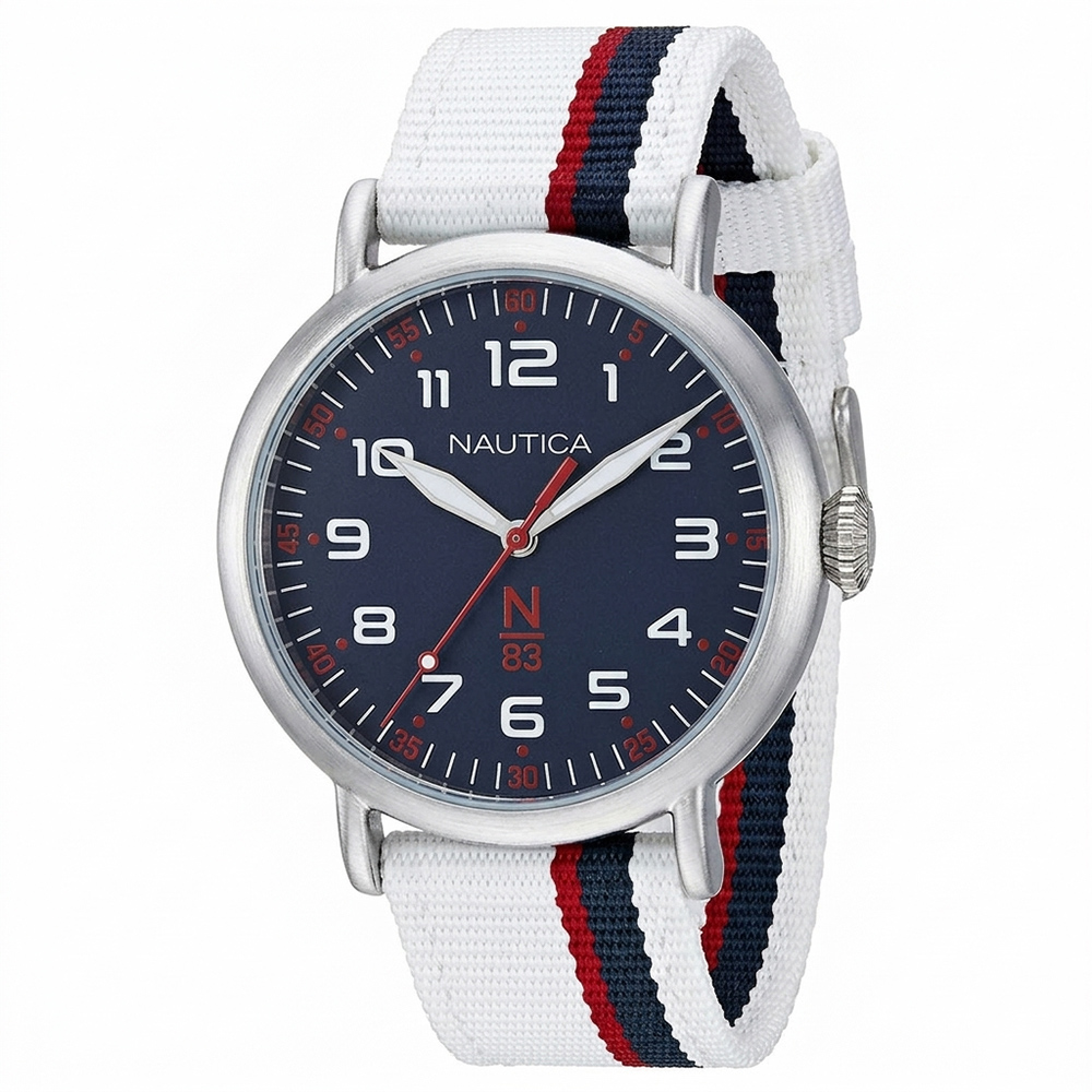 RELOJ NAUTICA WAKELAND NAPWLA902 CORREA DE NYLON BLANCO DIAL AZUL - 3
